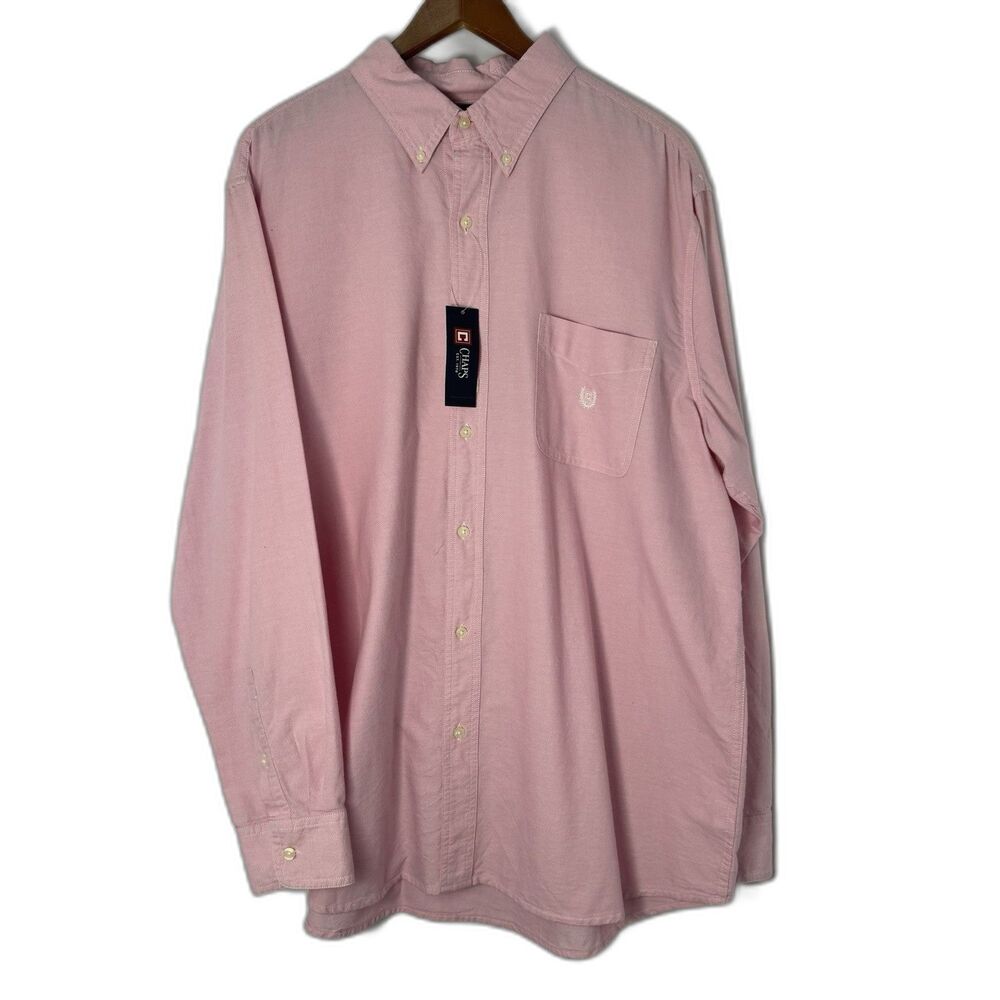 Chaps Mens Pink Oxford Button Down Shirt XL Long Sleeve 100% Cotton NWT